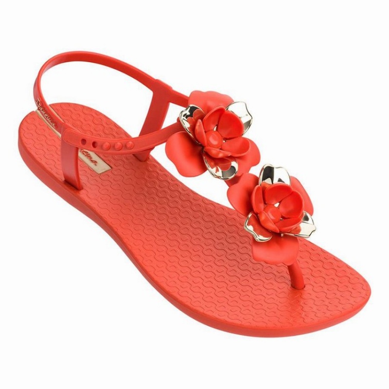 Ipanema Floret Ženske Sandale Crvene Zlatne | 2389MNOGL