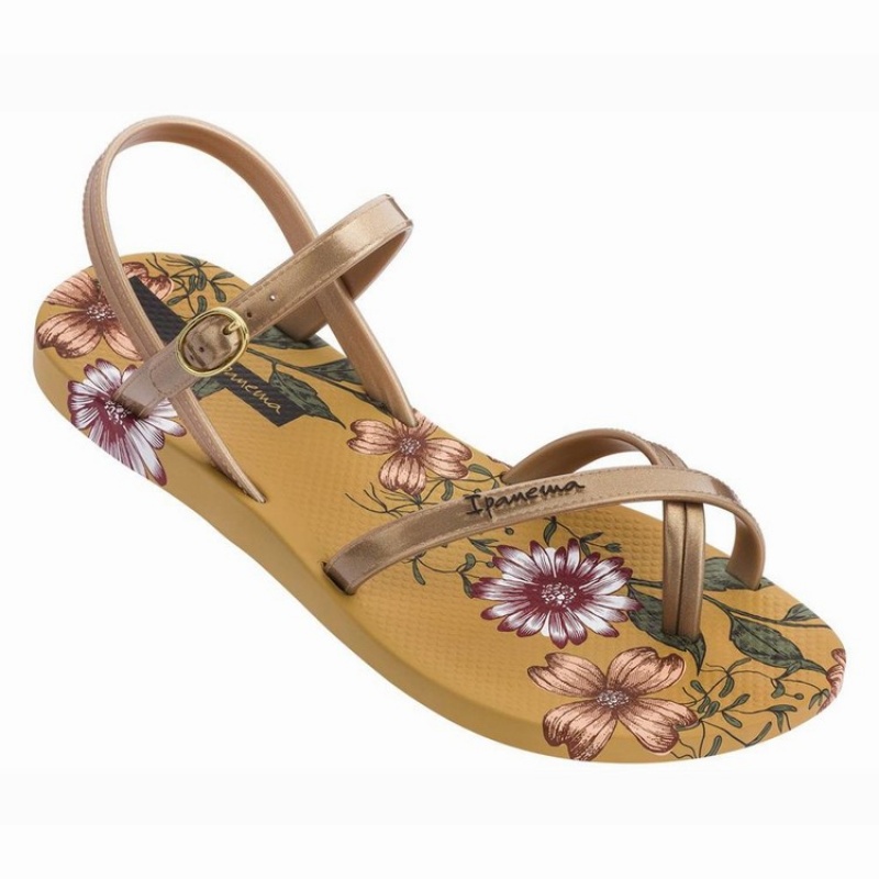Ipanema Suzi Print II Ženske Sandale Žute Zlatne | 5376QMXDZ